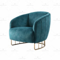 velvet fabric metal lounge chair